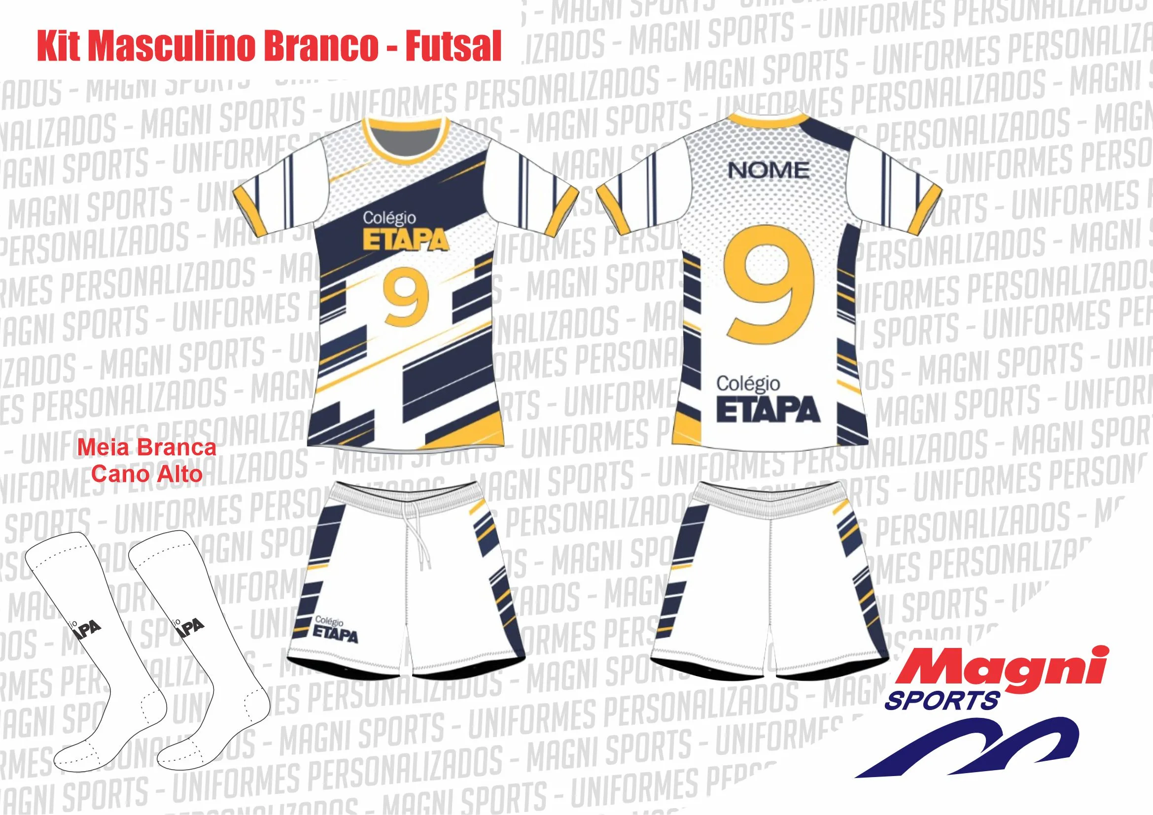 Uniforme Etapa Vila Mascote Masculino Branco - Futsal